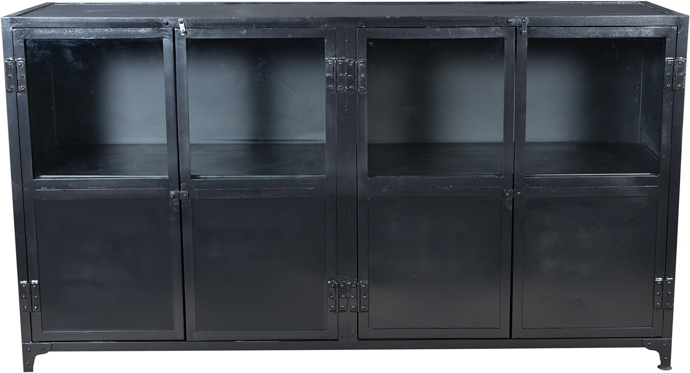 Black The Industrial Collection Artisan Crafted Vintage Style Aluminum Buffet Sideboard with 4 Doors & 2 Shelves