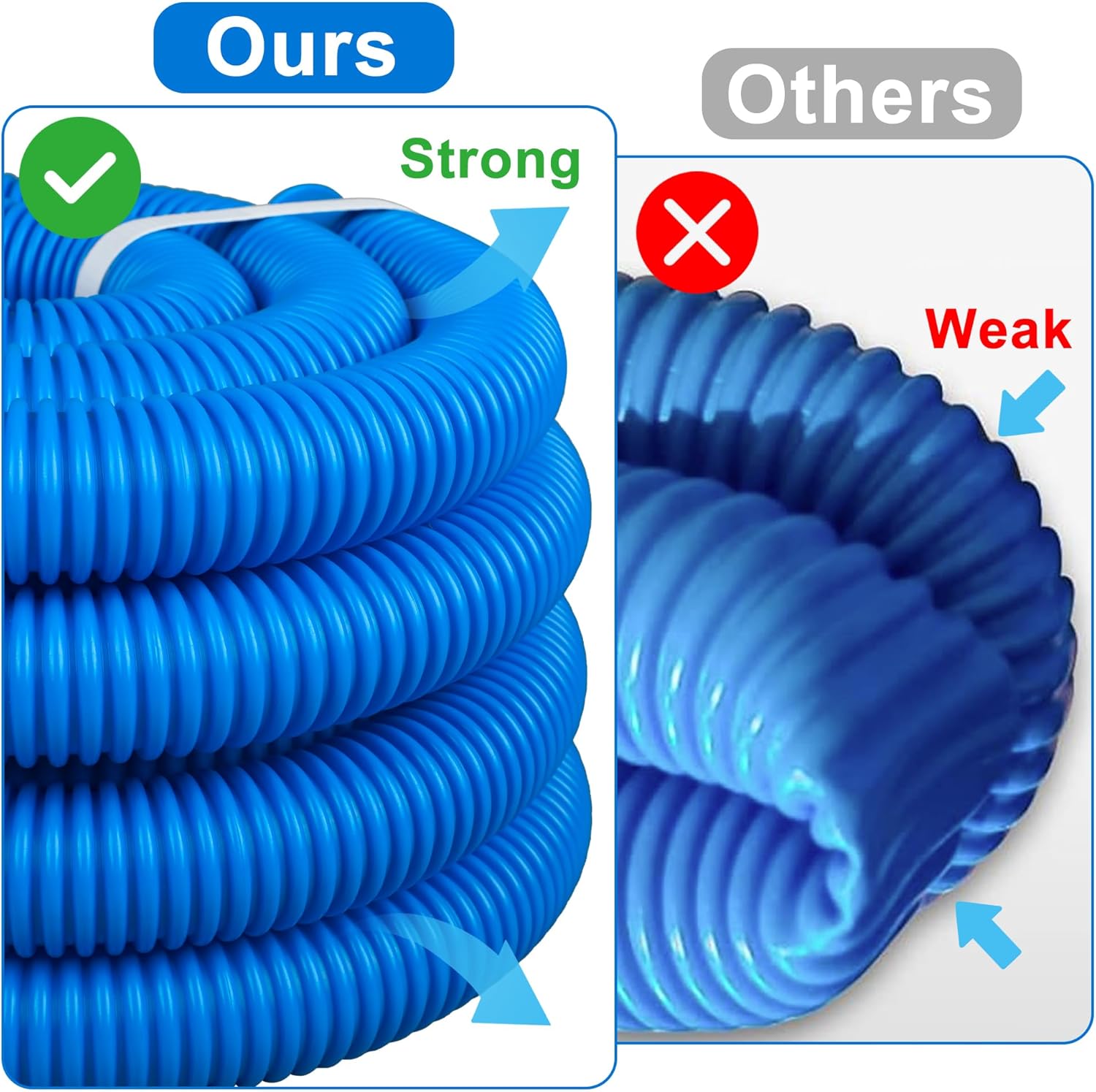 4 Pack Pool Hoses for Above Ground Pools 1.25" x 59" Replacement Pool Pumps Hose Filter Pumps Hose with 8 Metal Clamps for Swimming Pools Filter Pump
