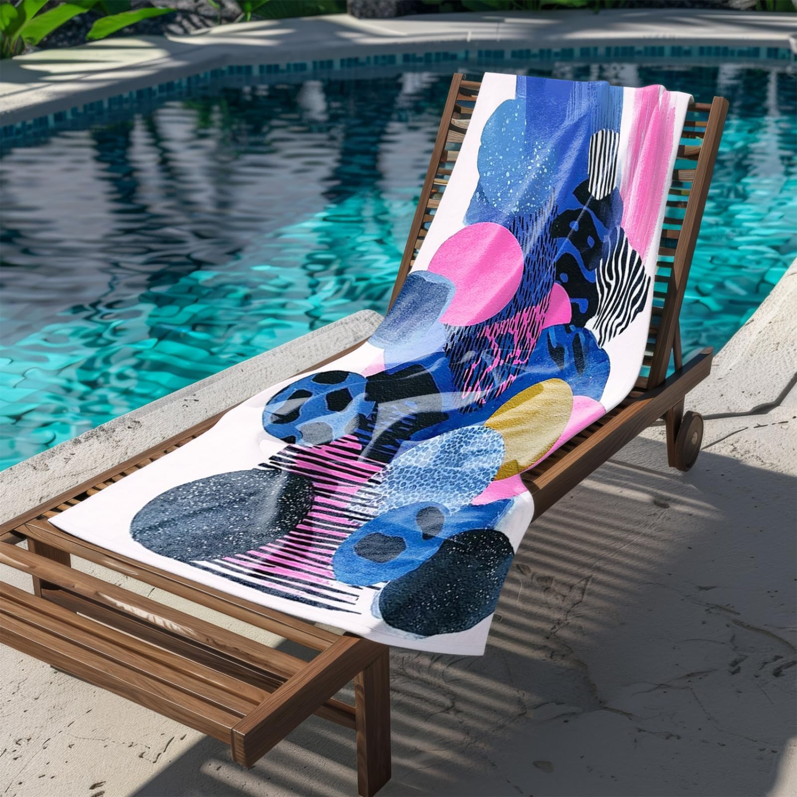 Genérico Toalla Playa 90X180 Azul Rosa Abstracto Grande Toallas de Playa Microfibra Ligera Secado Rápido Sin Arena para Mujer Hombre Viajes Vacaciones Natación Camping