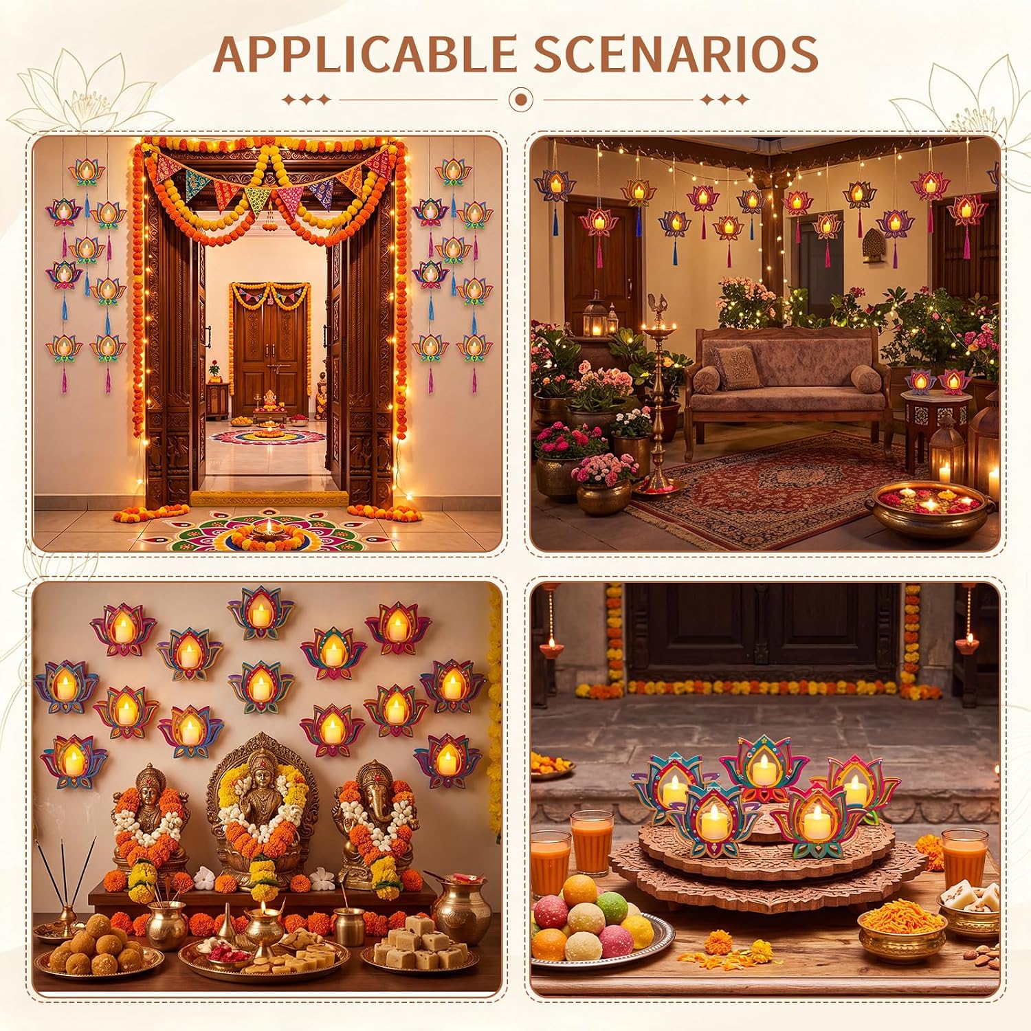 Blueweenly 36 Pack Diwali Lotus Lantern Craft Kit DIY Flower with LED Light