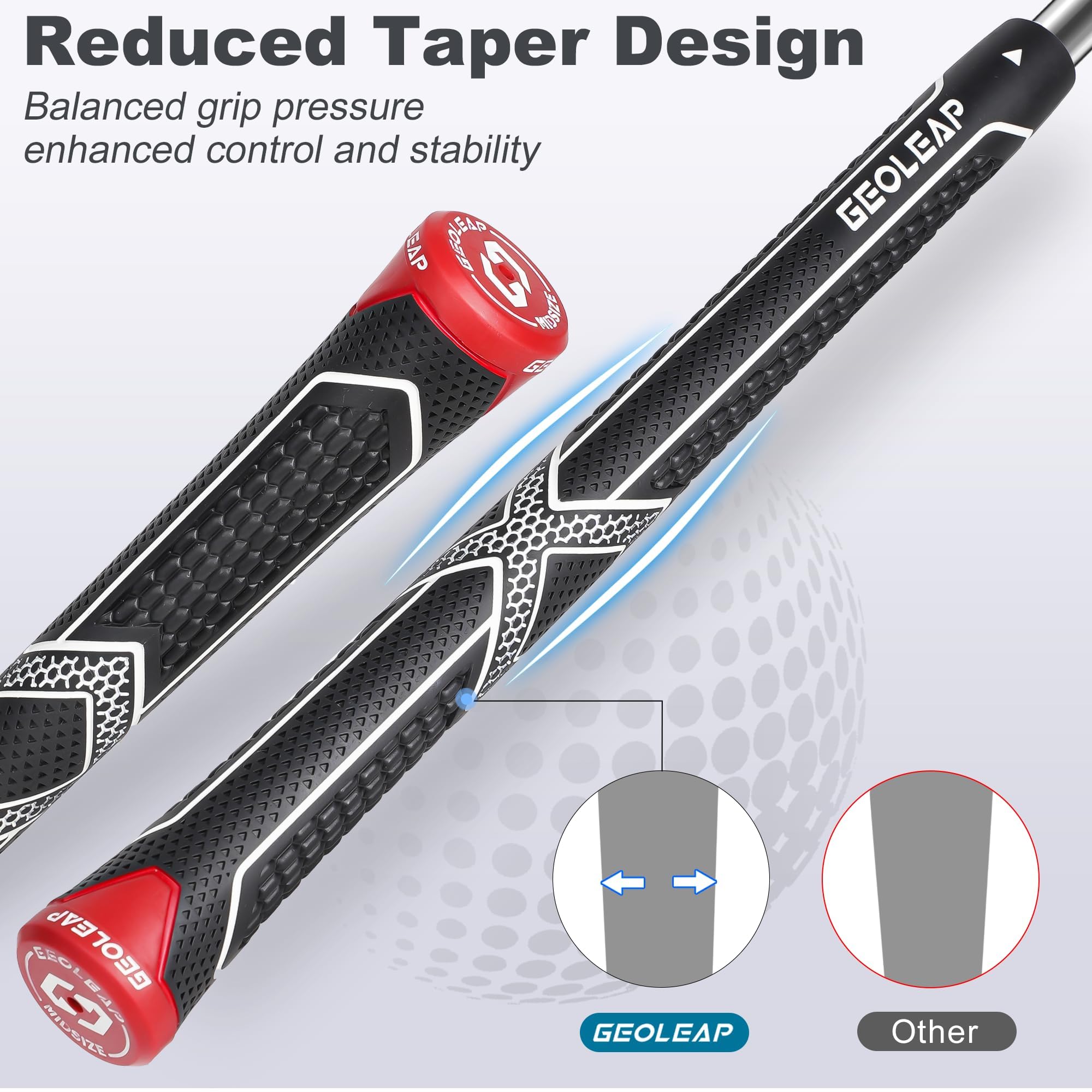 Geoleap Golfgriffe, 13 Stück, mit komplettem Regripping-Set, reduzierte Kegel und dreifache Textur, rutschfestes Design, Golfschlägergriffe, hohe stoßdämpfende, weiche Haptik, Golfgriffe für Männer