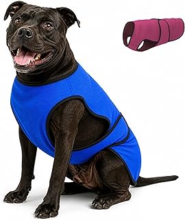 Dog Cooling Vest. Lightweight Jacket with Evaporative Cool Microfiber Technology, UV Protection Shirt for Beach, Sizing for Small, Medium and Large Dogs (L, Dark Blue)