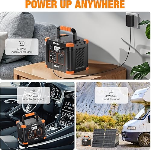 Miniatura 5 de Grecell Estación de energía portátil de 330 W (pico 600 W) con panel solar de 40 W, generador solar GRECELL de 230.88 Wh, 60 W USB-C PD, salida de