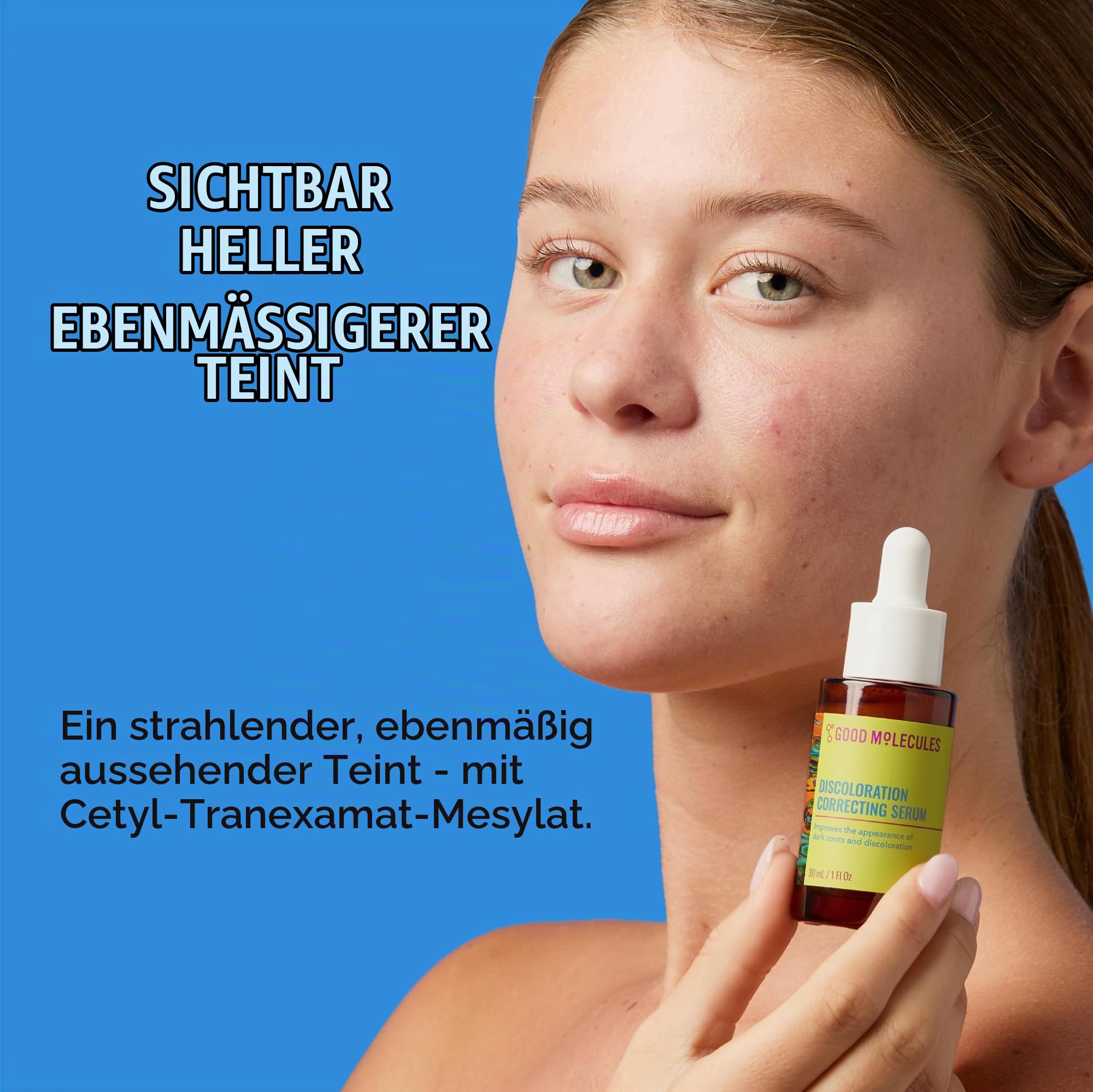 Good Molecules Discoloration Correcting Serum 75 ml – Tranexamic Acid und Niacinamid für dunkle Spots, Akneschal, Sonnenschal, Hyperpigmentierung und Ältere Spots – Duft frei, vegan und pH 5,5