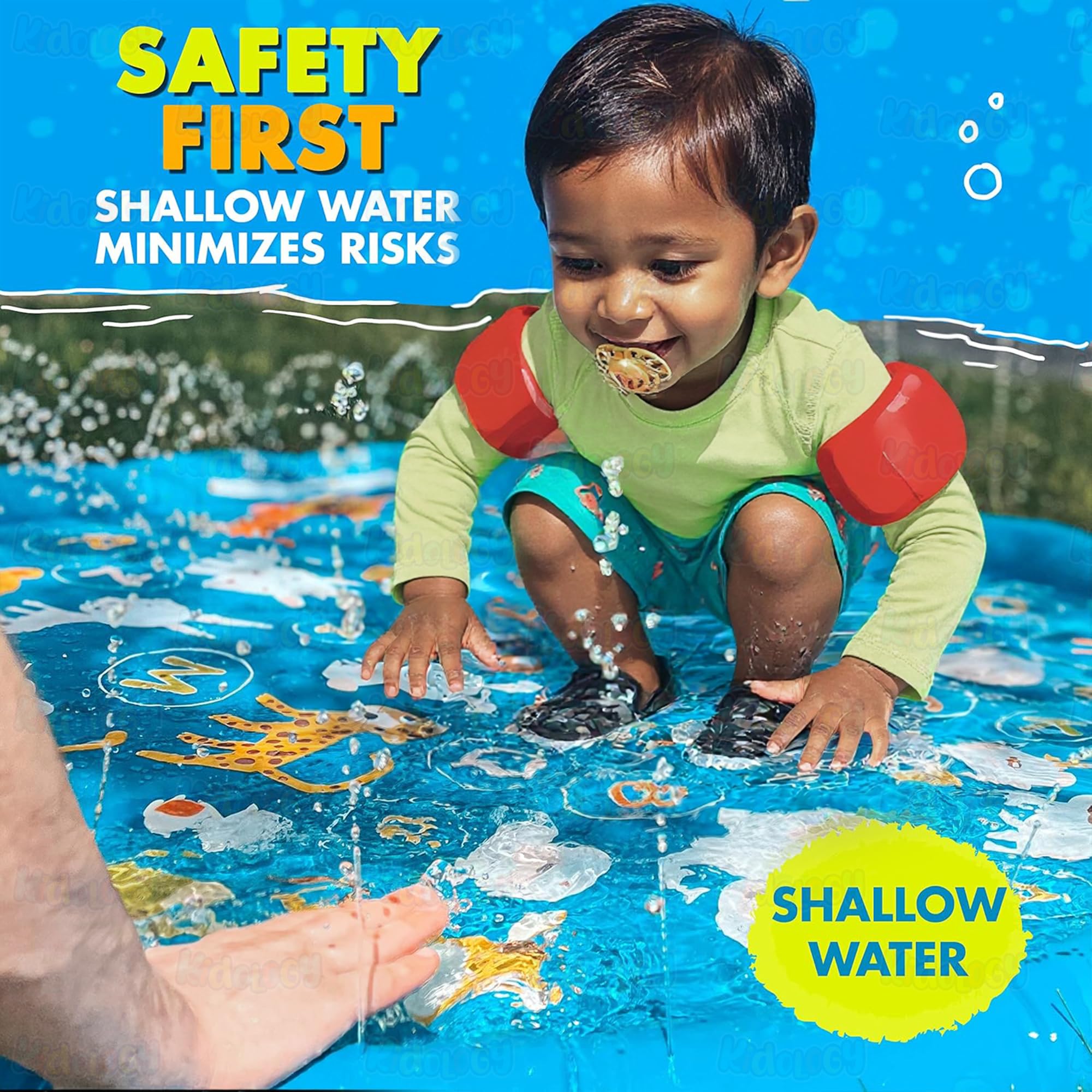 Kidology Splash Pad Sprinkler Pool for Kids 2-8 Years | Outdoor Water Sprinkler Pool for Toddlers & Kids | 97 cm Anti-Slip Non-Slip Foldable Sprinkler Mat | Summer Outdoor Water Toys Gift Boys Girls — Amazon image 8