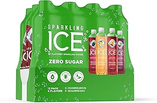 Green Variety Pack, Zero Sugar Sparkling Water, with Vitamins and Antioxidants, 17 fl oz, 12 count (Black Raspberry, Orange Mango, Black Cherry, Fruit Punch)