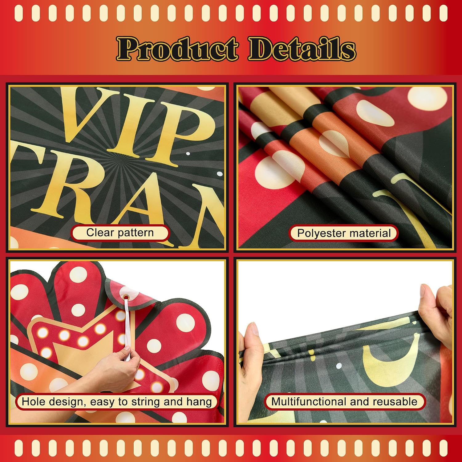 5 Pcs Movie Night Porch Sign Banner, Movie Theme Party Decorations