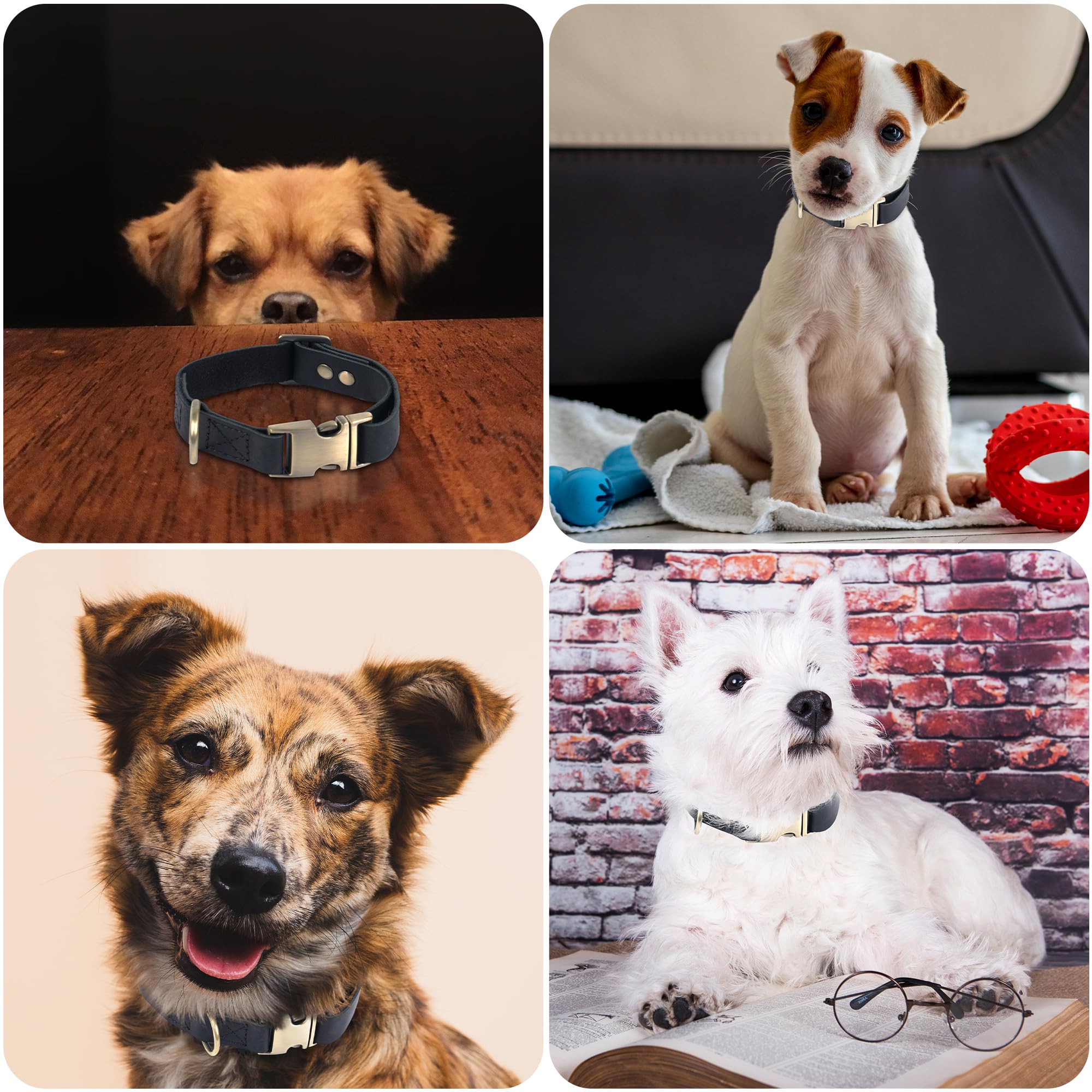 HIFA Collar de piel auténtica para perro, suave al tacto, estilo retro vintage, fácil ajuste, hebilla de liberación rápida duradera, collar para perros y gatos, collar de cuero para gatos
