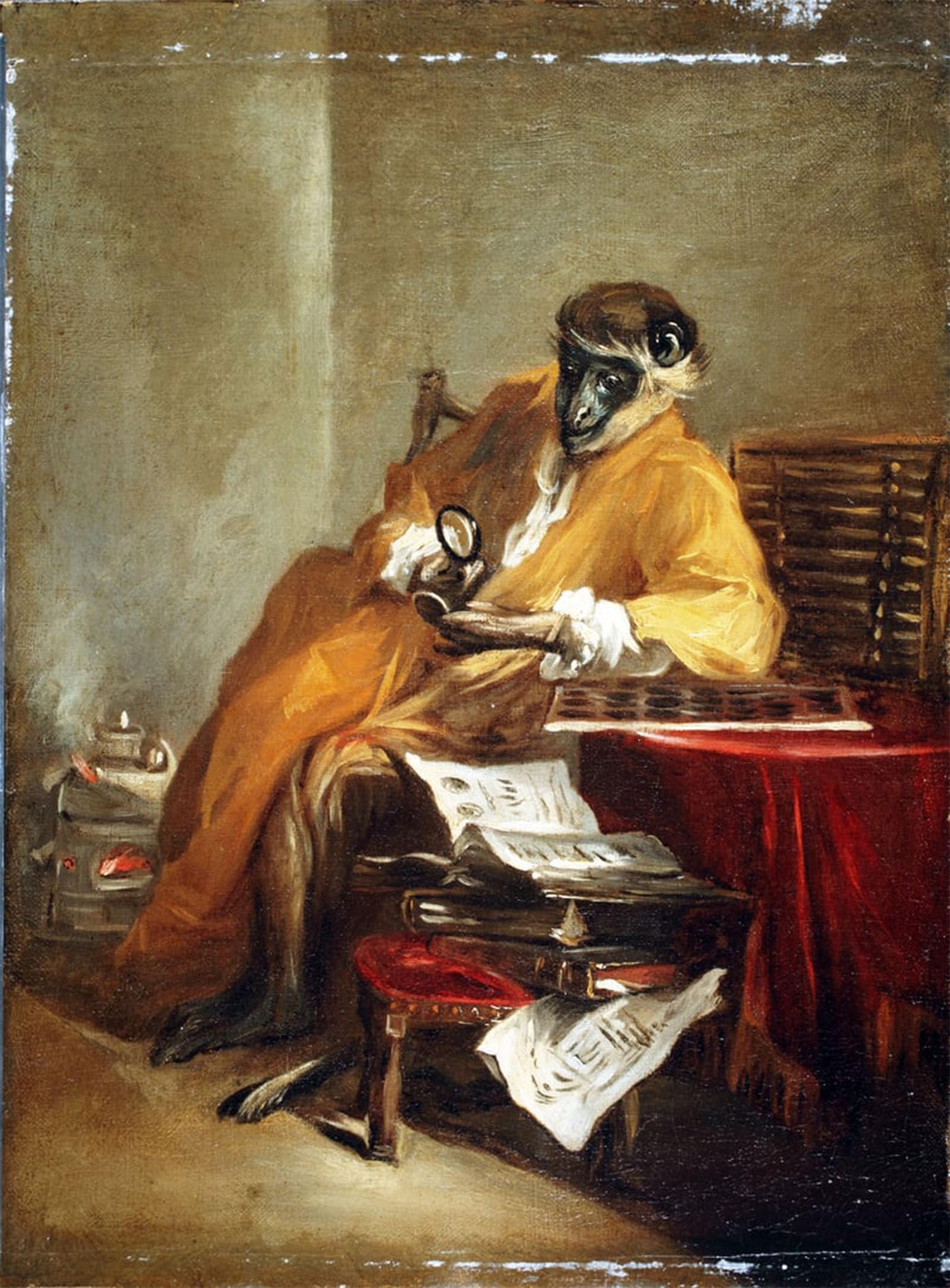 SERENDIPITP Retro Picture Poster Wall Art Pictures Painting the Animal Antiquarian After by Jean Baptiste Simeon Chardin Wall Art Canvas Print for Wall Decor 60x90cm