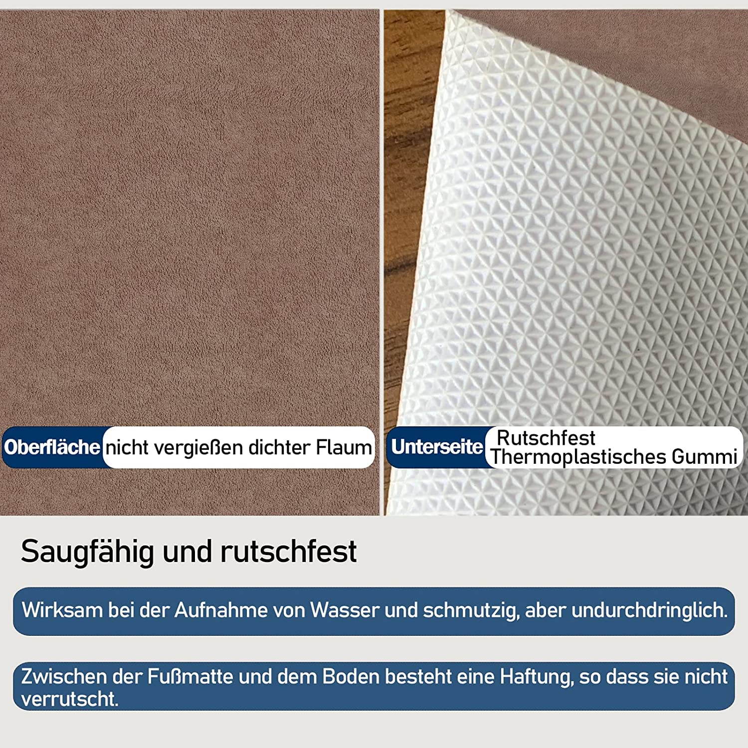 Fußmatte innen, 80x120cm waschbar Schmutzfangmatte,superdünne Eingangstürmatte,strapazierfähige Türmatte Schmutzfänger,Saugfähiger Küchenläufer,rutschfeste Schmutzfängerfußmatte (Braun 01, 80x120 cm)