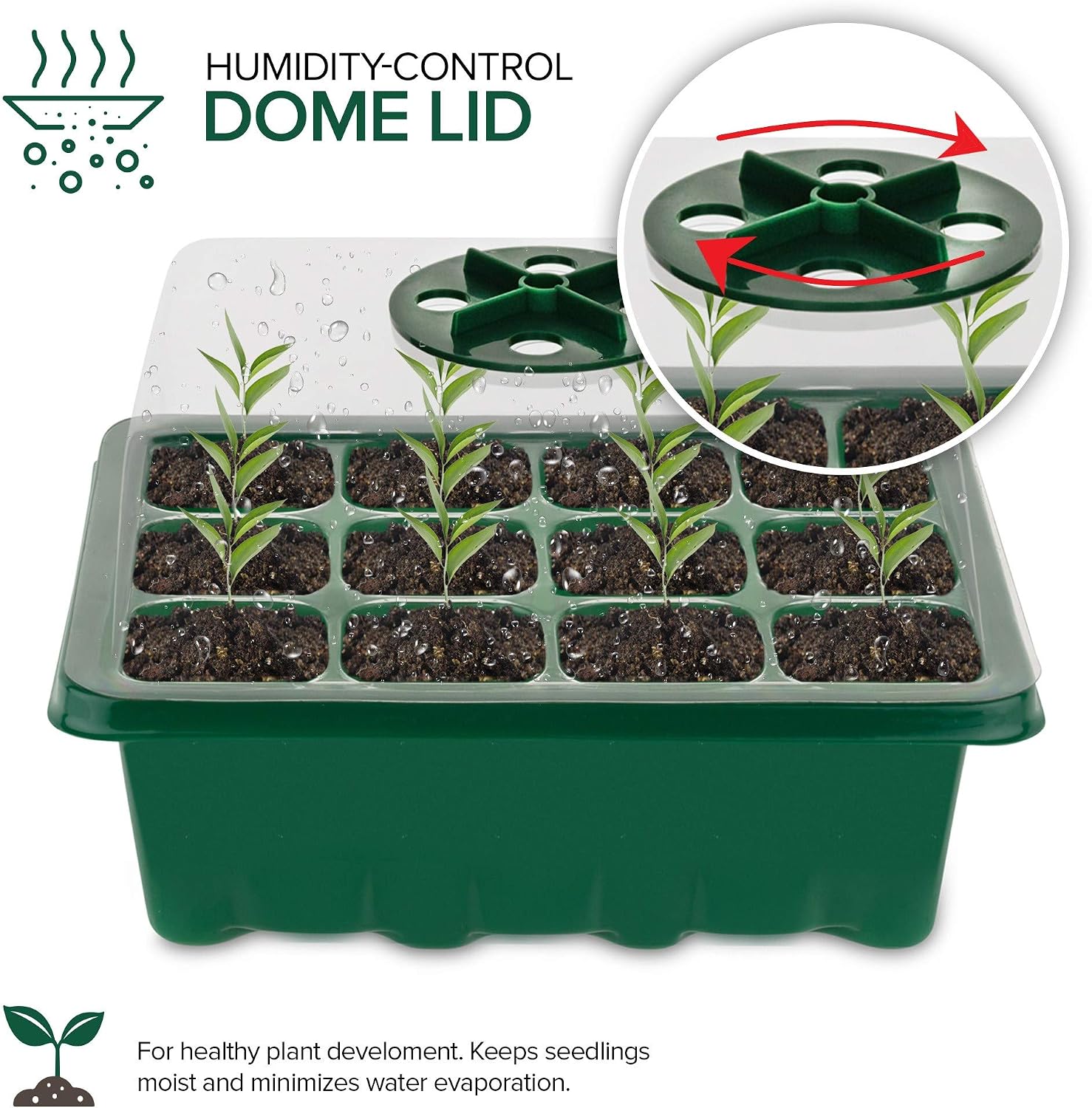 Seed Starter Kit (10 Pack) 12 Cell (120 Total) Seedling Plant Germination Tray for Gardening, Set with: Garden Dome Lids, Base Seed Trays for Soil, Planting Hand Tools, Dibber, Widger, & Plant Tags