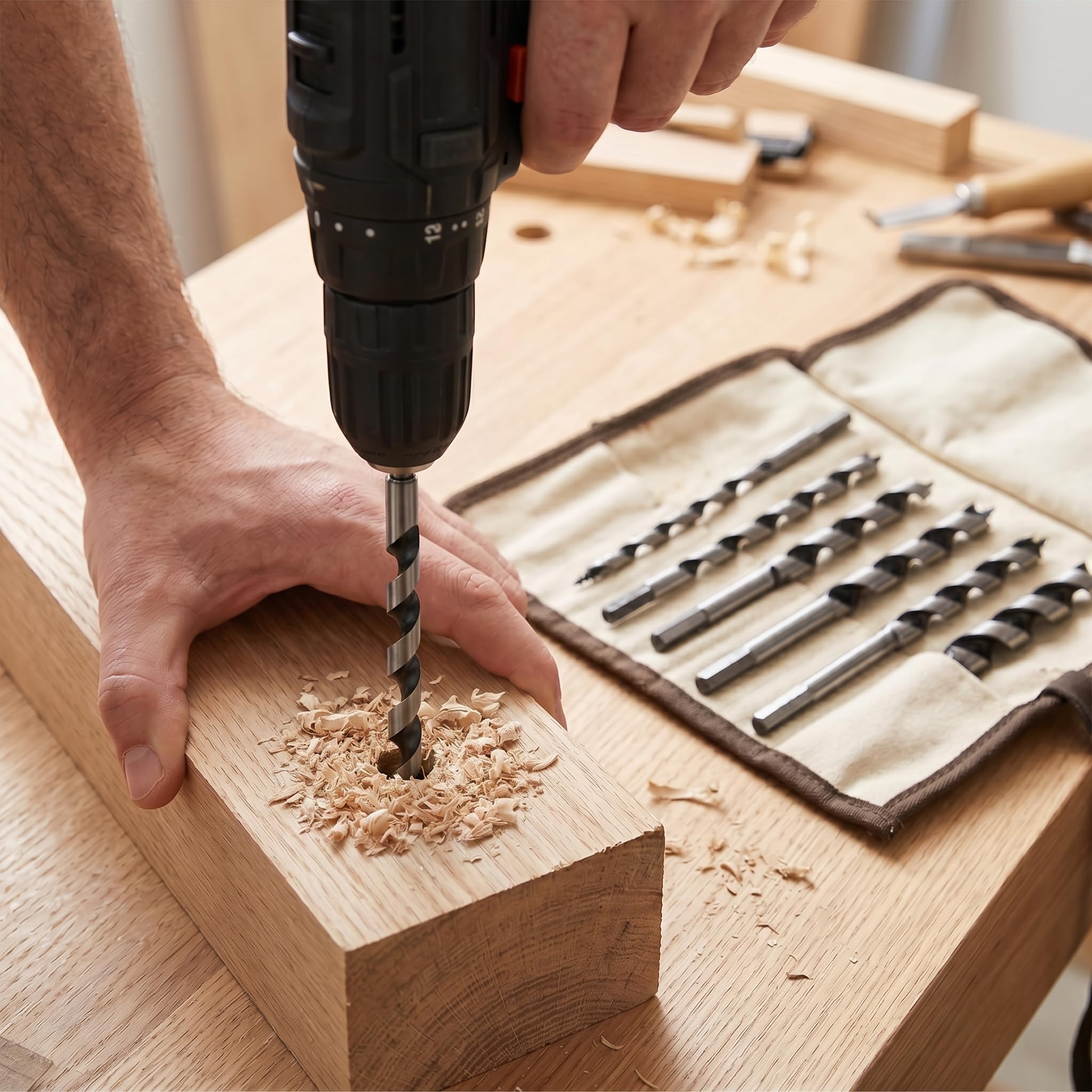 Set di punte trapano a percussione per legno, set 8 pezzi per trapano a percussione (6, 8, 10, 12, 14, 16, 18, 20 mm)