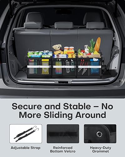 Miniatura 5 de HOTOR Organizador de maletero para SUV  Caja de almacenamiento de coche con tiras reflectantes, organizador plegable de coche con gran capacidad,