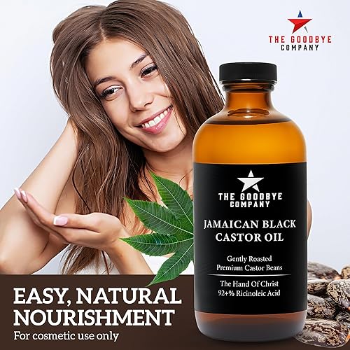 Miniatura 5 de The Goodbye Company Aceite de ricino negro para el crecimiento del cabello, orgánico, prensado en frío y sin refinar, 100% puro y sin hexano,