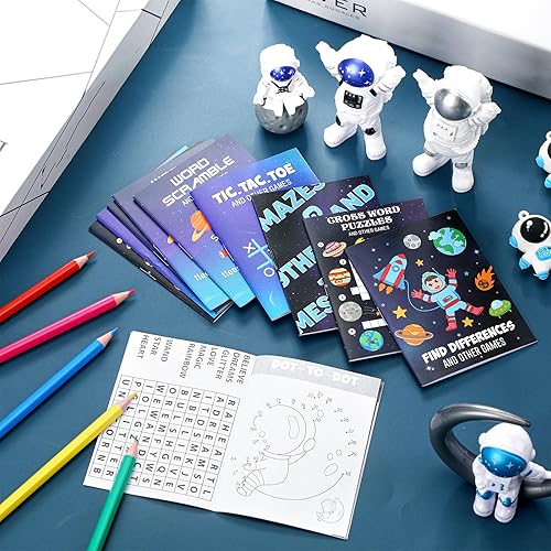 Miniatura 4 de Hungdao 48 mini libros de actividades del espacio exterior, mini diversión y juegos de astronauta, actividades desafiantes incluyen laberintos,