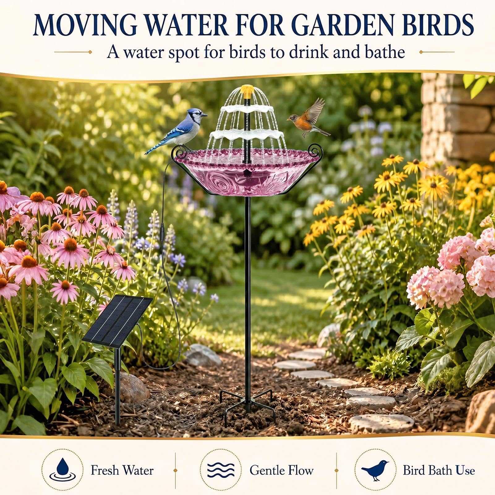 Vasca Ad Energia Solare Vasca Arredo Giardino | Bevitore Azzurri Per Proprietari Casa Amanti Natura Giardino Patio Deck Cortile Prato Ingresso Balcone Scuola