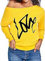 Vista 1 de AM CLOTHES Sweatshirt for Women Off The Shoulder Tops Long Sleeve Sweatshirts Oversized Sweaters Shirts