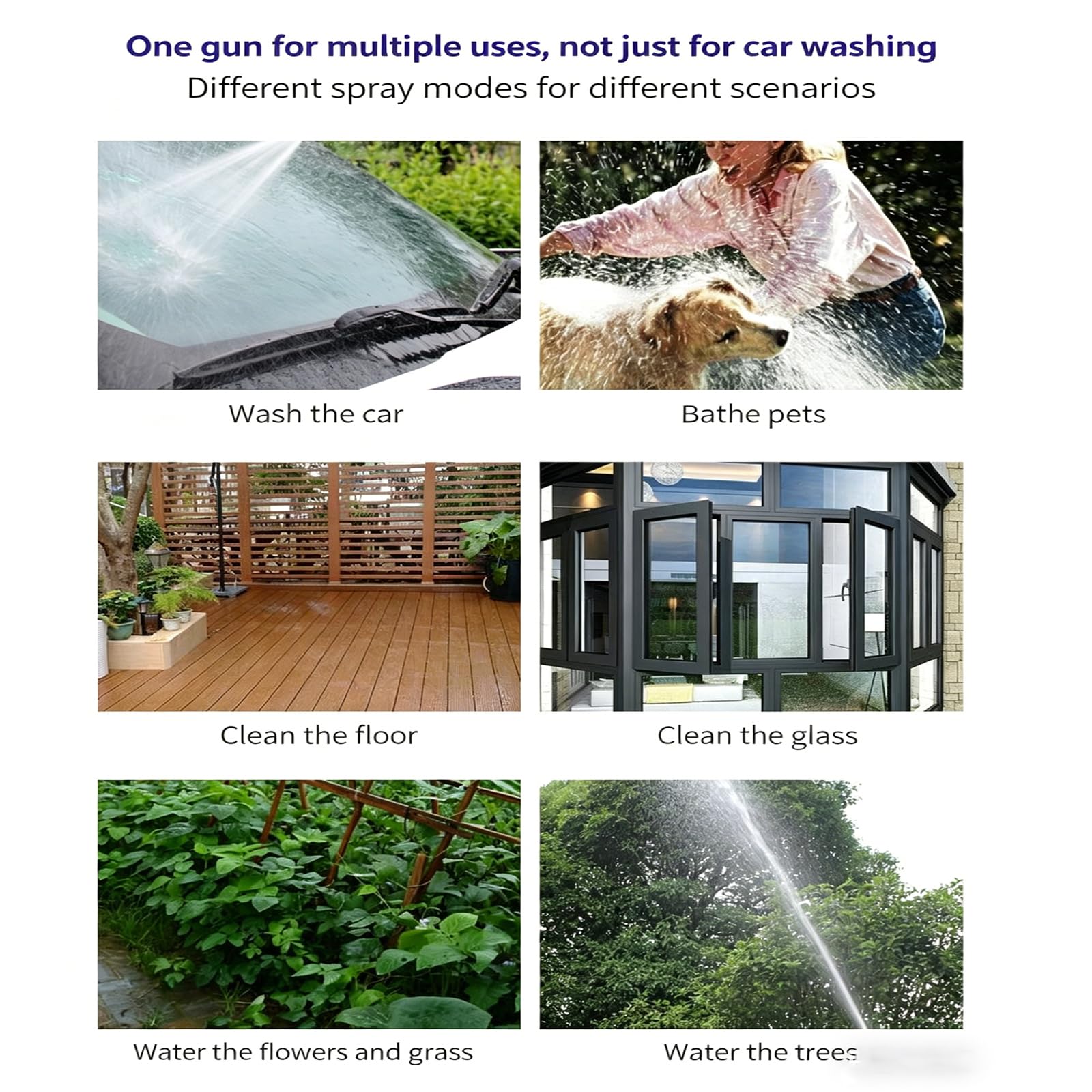 Accesorio para lavadora a presión, boquilla de pulverización de alta presión que convierte la manguera de jardín para una limpieza eficaz de vehículos, jardines y ventanas