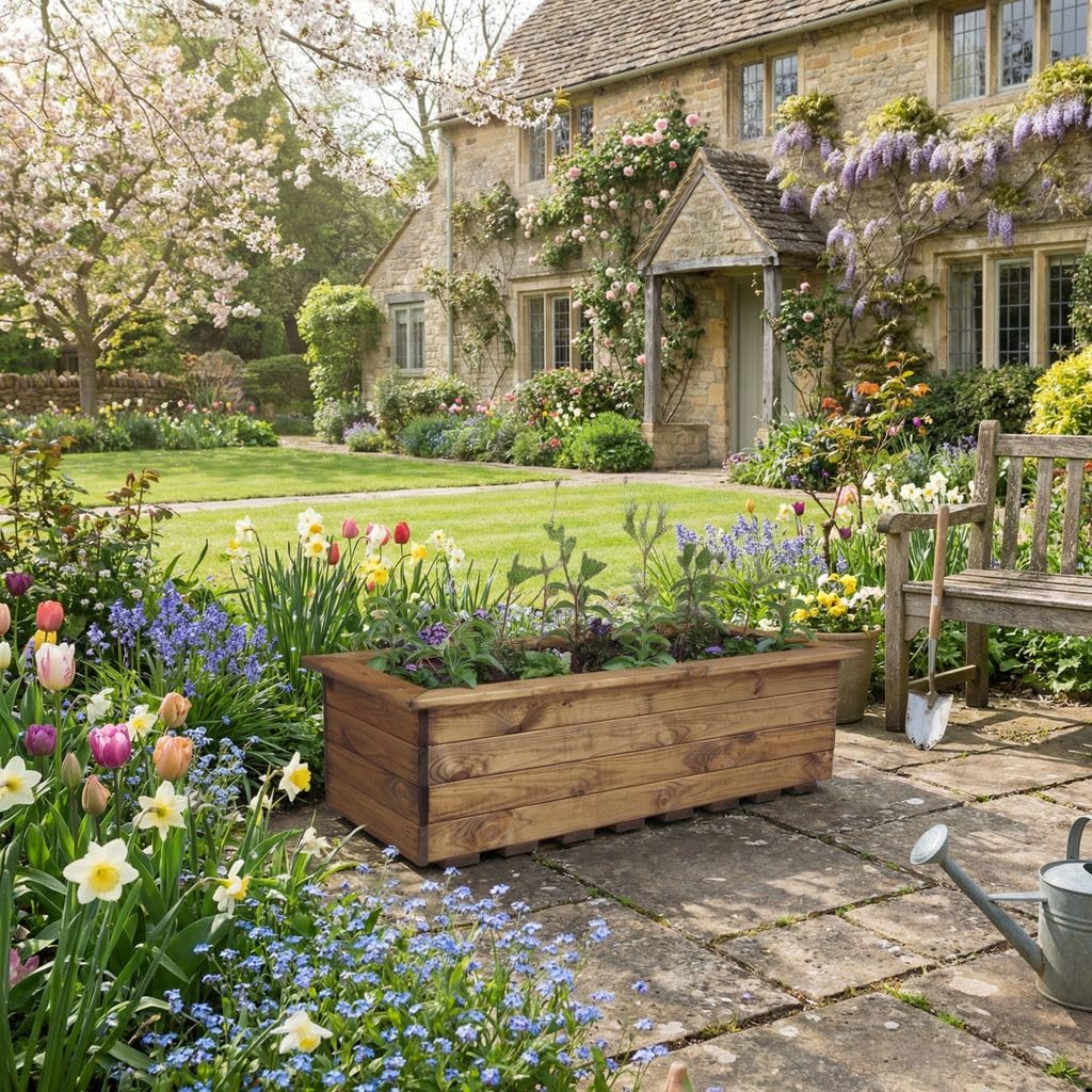 Charles Taylor Garden Furniture Brown Charles Taylor Country Extra Large Jumbo Wooden Garden Veg Trough Planter W1080xl470xh310mm