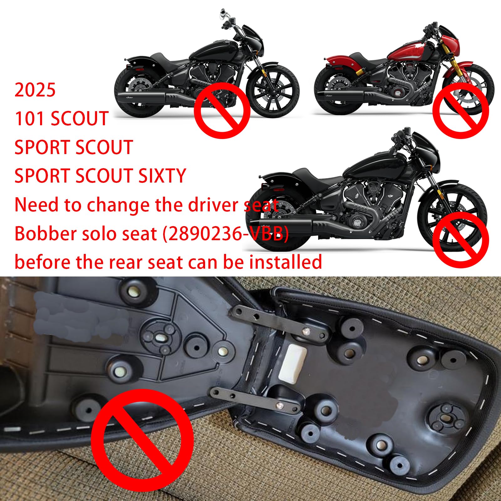 Rear Passenger Pllon Seat For ndan Scout 2015-2023 Sxty 2016-2023 2019 2018 | eBay UK