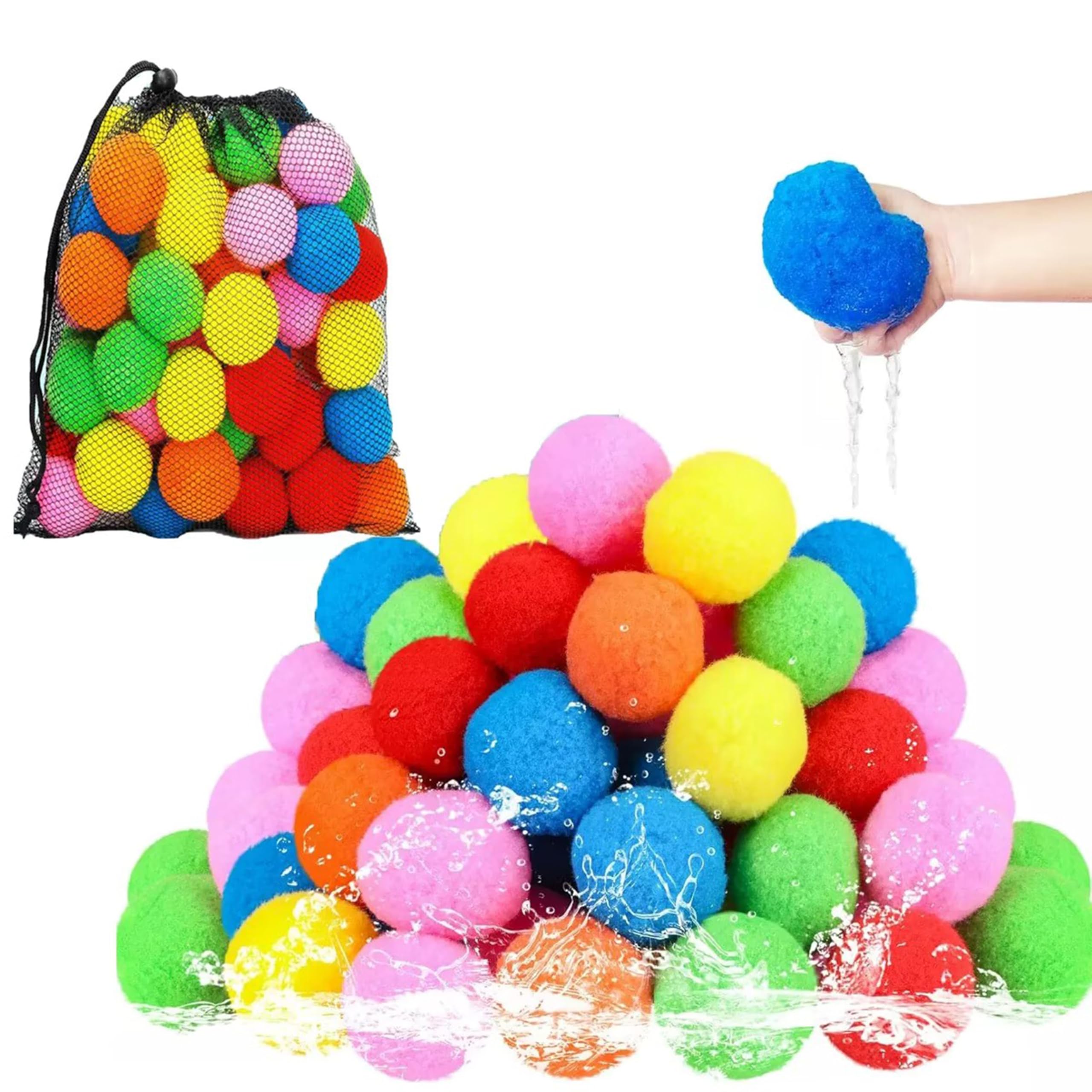 Photo 1 of 100 PCS Reusable Water Balloons, 2.4 Inch Quick Fill Splash Balls for Kids Adults, Outdoor Water Fight Games, Pool Beach Summer Toys with Mesh Storage Bag (8 Colors)