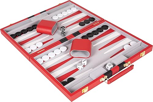 Vista 29 de Backgammon Set - Juego de backgammon clásico azul mediano de 15 pulgadas para adultos, juego de mesa con funda de cuero premium, la mejor guía