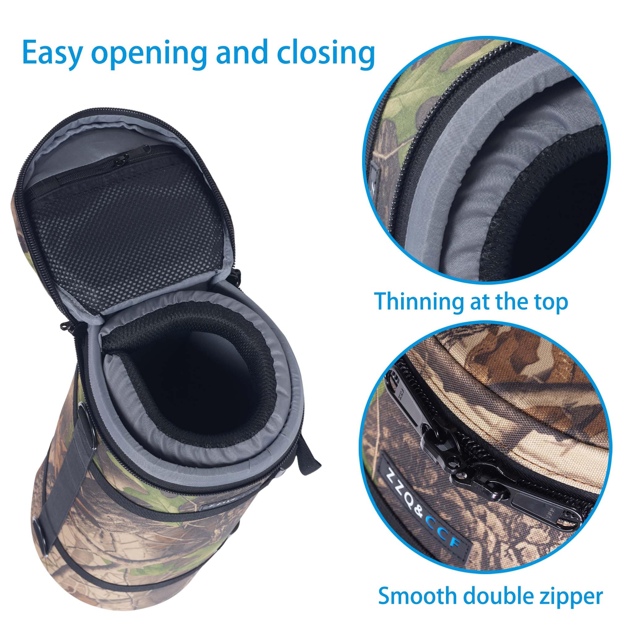ZZQ&CCF Kameralinsen-Tasche für Sony FE 400–800 mm f/6.3–8 G OSS Super-Tele-Zoomobjektiv, wasserabweisende Objektiv-Reise-Schutzhülle mit Schultergurt, stoßfeste Innenseite, #UCP