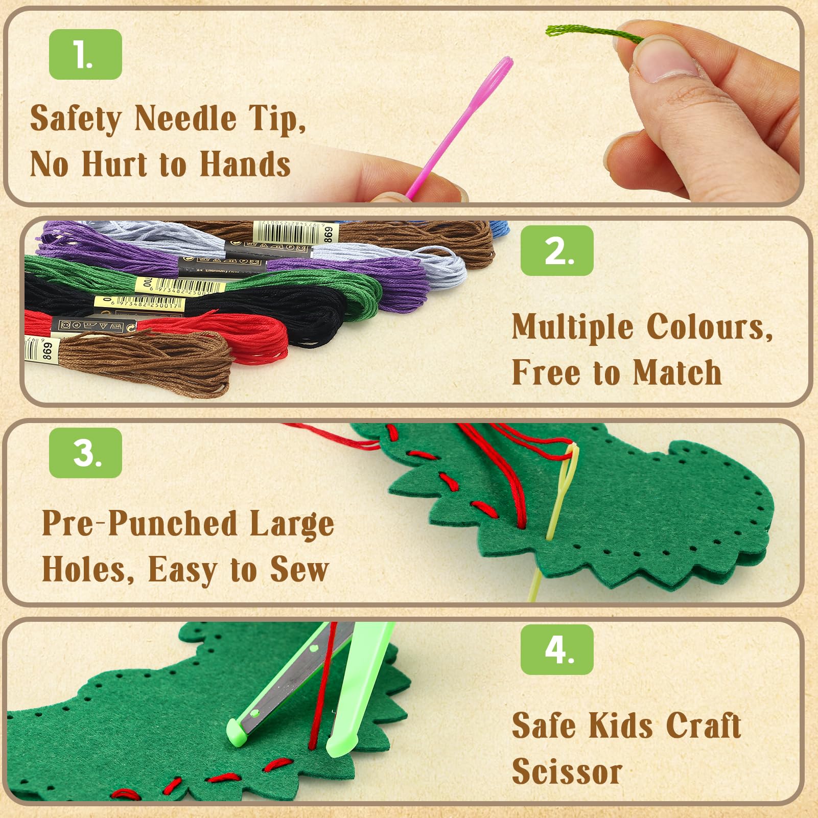 Toylink Kit Couture Enfant, Kit Créatif Bricolage avec 12 Feutres & Aiguilles Plastique, Cadeau 5-10 Ans Fille Garçon