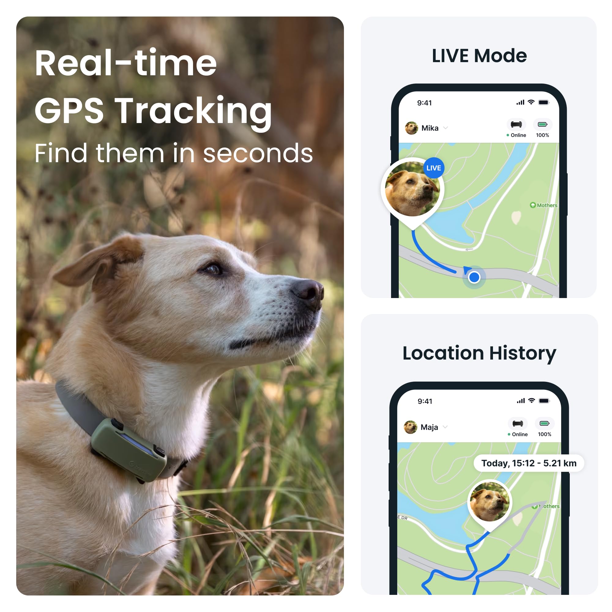Tractive Smart Dog Tracker Bundle with Olive Cover, Bundle (Black), 55 x 28 x 17mm - Image 2