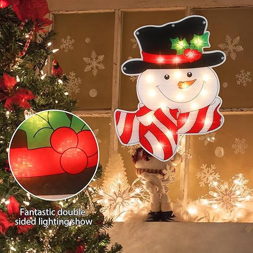 Miniatura 30 de LAMPHOME Silueta de ventana de Navidad con forma de copo de nieve de 17 pulgadas, 20 L, decoración para fiestas, hogar, patio, césped, jardín