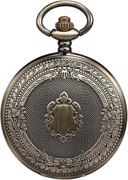 TREEWETO Antieke Mens Zakhorloge Skelet Mechanische Holle Bronzen Case 3D Stoom Trein Spoorweg Romeinse Cijfers