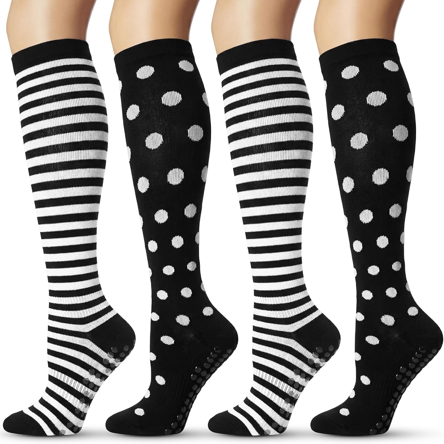 4 Pairs knee high socks for women Bamboo Calf Dress Long Athletic Tall Tube Socks for Outdoor Sport