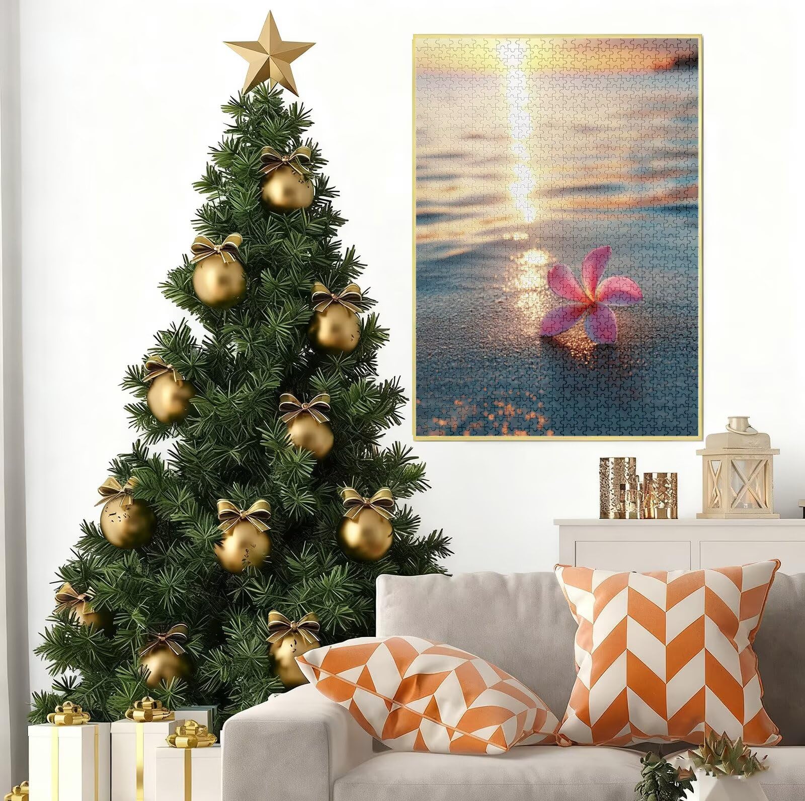 Puzzle 6000 Pezzi per Adulti, Puzzle Fiore in Legno per Adulti, Puzzles Spiaggia Impegnativi, Giochi Educativo per Famiglie, Rompecapo con Scatola per Decorazioni Casa, Donna Regalo di Natale B-8343