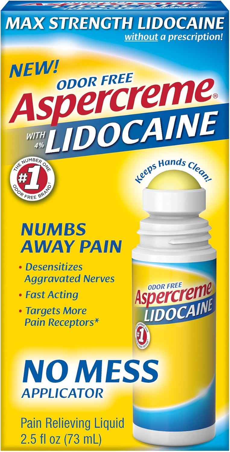 Aspercreme 4% Lidocaine No Mess Applicator, 2.5 Ounce (Pack of 3)