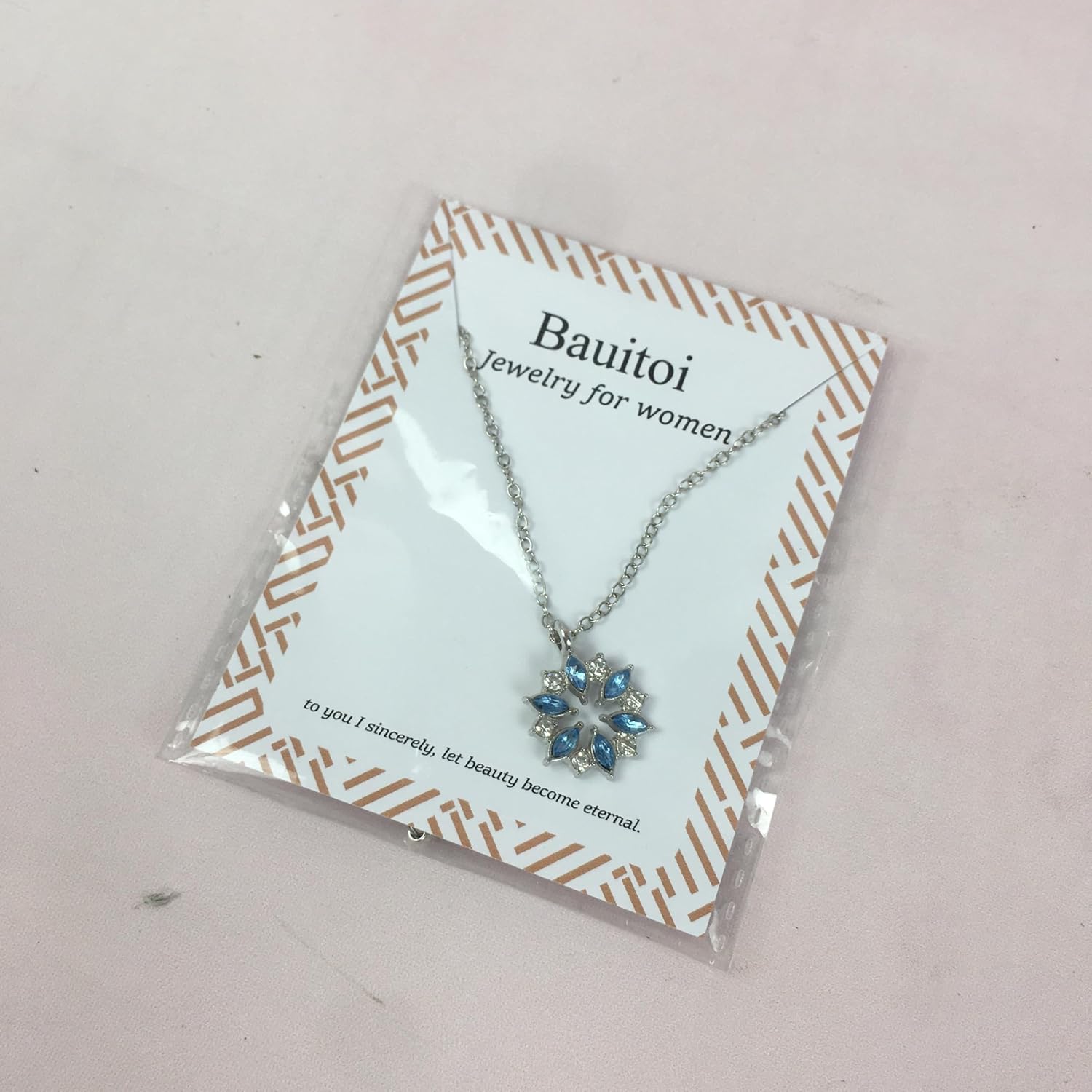 Bauitoi Jewelry for women Blue Crystal Snowflake Pendant Necklace – Elegant Silver Women's Jewelry