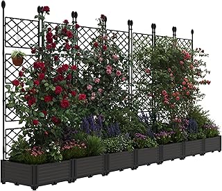 7 PCS Raised Garden Bed with Trellis & Privacy Screen, 116