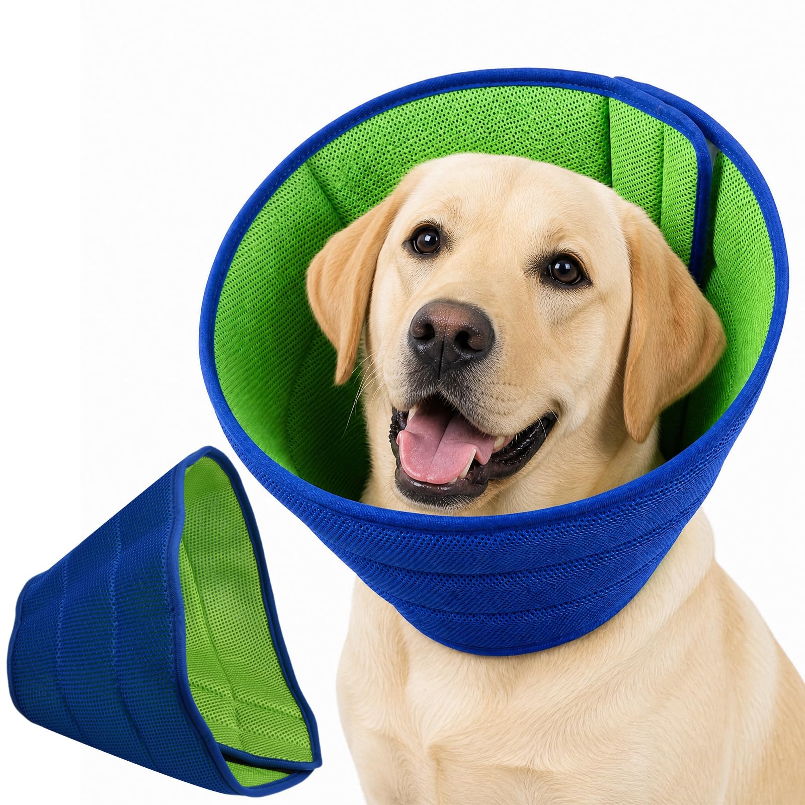 Soft Dog Cone Collar for Large Dogs, Adjustable Pet Recovery Collars for Dogs After Surgery, Breathable Collar to Stop Licking Wounds, Comfortable Buster Collar Alternative, Size L