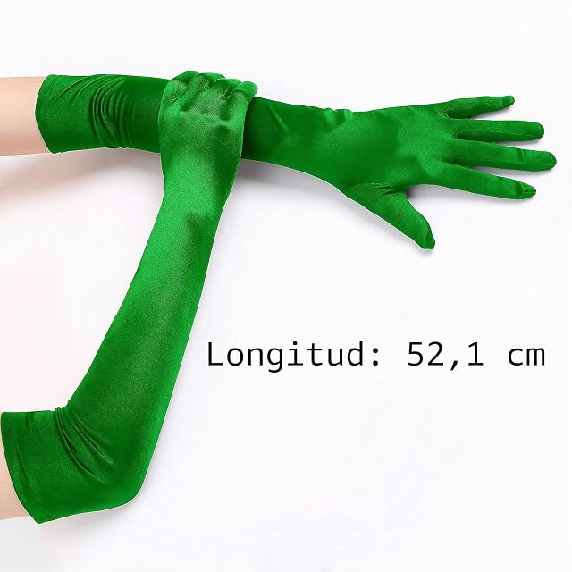 Foto 3 de 5 de EORUBE guantes de satén de los años 20 para mujer Guantes largos de ópera Hasta el codo Guantes de disfraces…