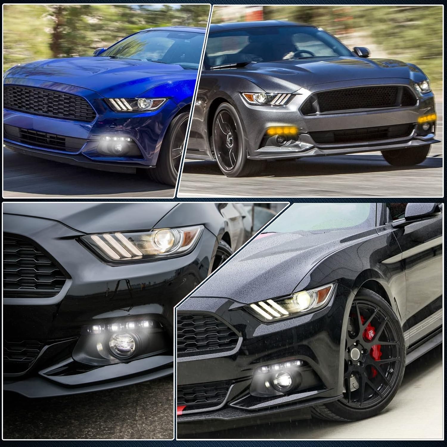 Switchback White/Amber LED Front Fog Daytime Sequential Running Lamp Flash Turn Signal Feature Accessories for Ford Mustang 2015-2017 Convertible Coupe