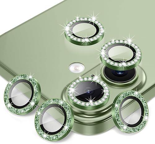 Miniatura 32 de AGVEE 3+3 6 Pack para iPhone 12 Pro Max de 6.7" Protector de lente de cámara, anillo metálico Bling Diamond y Bling Glitter, película de cubierta de