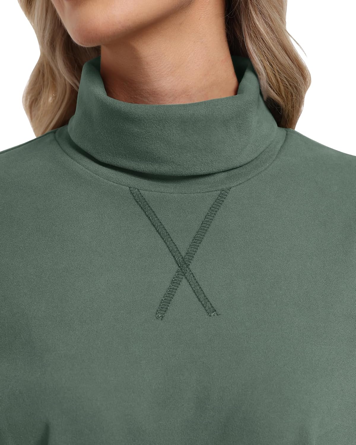 AUSELILY Turtleneck Tops for Women Long Sleeve Sweatshirt with Pockets | Mock Turtleneck Long Sleeve Shirts with Thumb Hole Pullover, 2026 Fall Winter Plain Thermal Sweatshirt Hoodless with Pockets