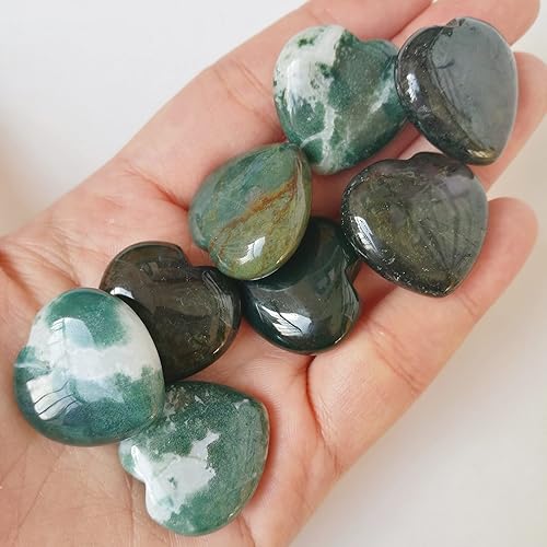 Miniatura 5 de Bacatgem 3 piedras naturales de ágata india con bolsillo para palma de pulgar, cristal curativo de corazón, 1.0in de cristal de equilibrio de reiki