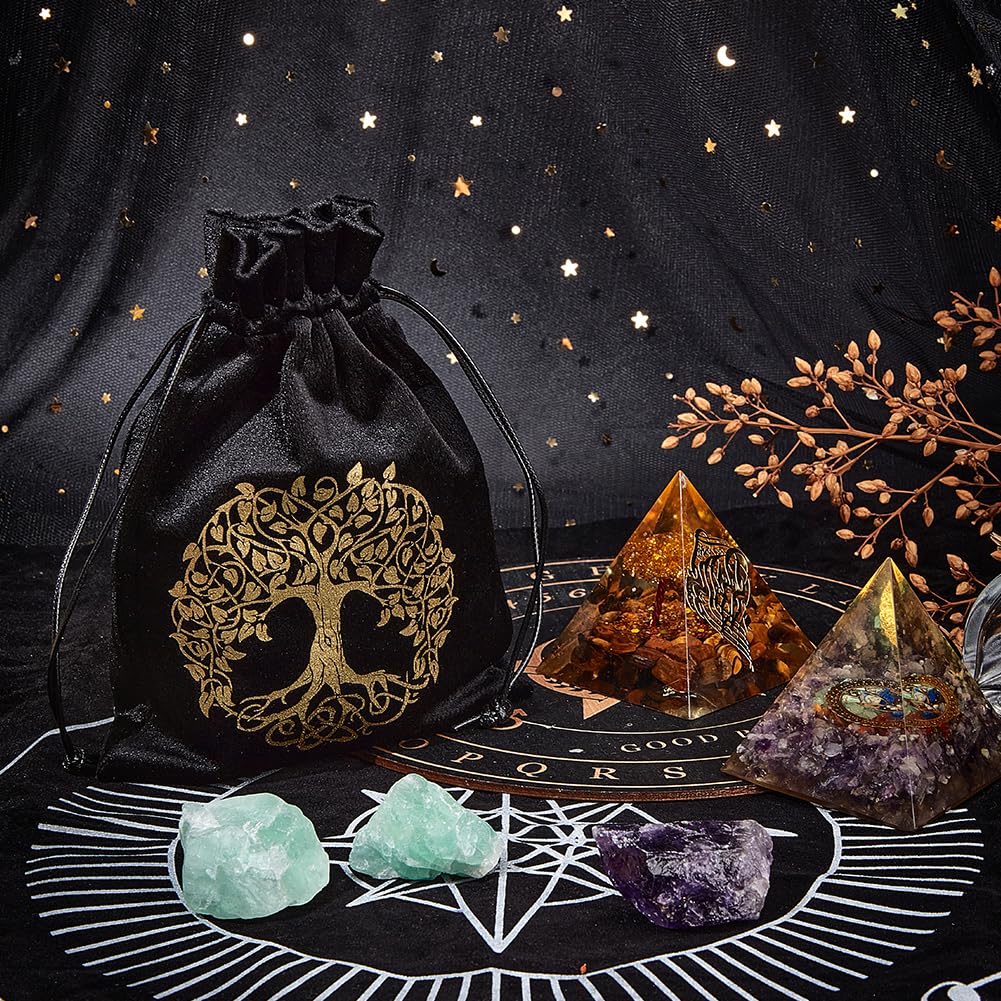 CREATCABIN Constellation Altar Cloth Moon Tarot Cloth Pentacle Spiritual Tapestry Sacred Astrology with Tree of Life Tarot Card Bag for Divination Witchcraft Pagan Gift Tarot Lover 19.48x19.48 Inch - Image 4