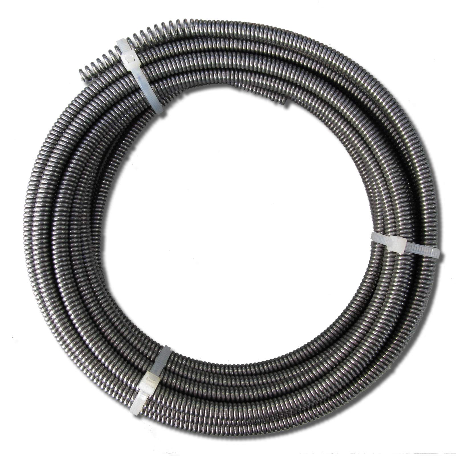 Drexl Adapter-Spirale 8 mm x 10 m lang mit Stahlseele und Keulenbohrkopf | Rohrreinigungsspirale für Hand- und Elektromaschinen zur Rohrreinigung in Siphons, Küchen-, Bad- und Abflussrohren.