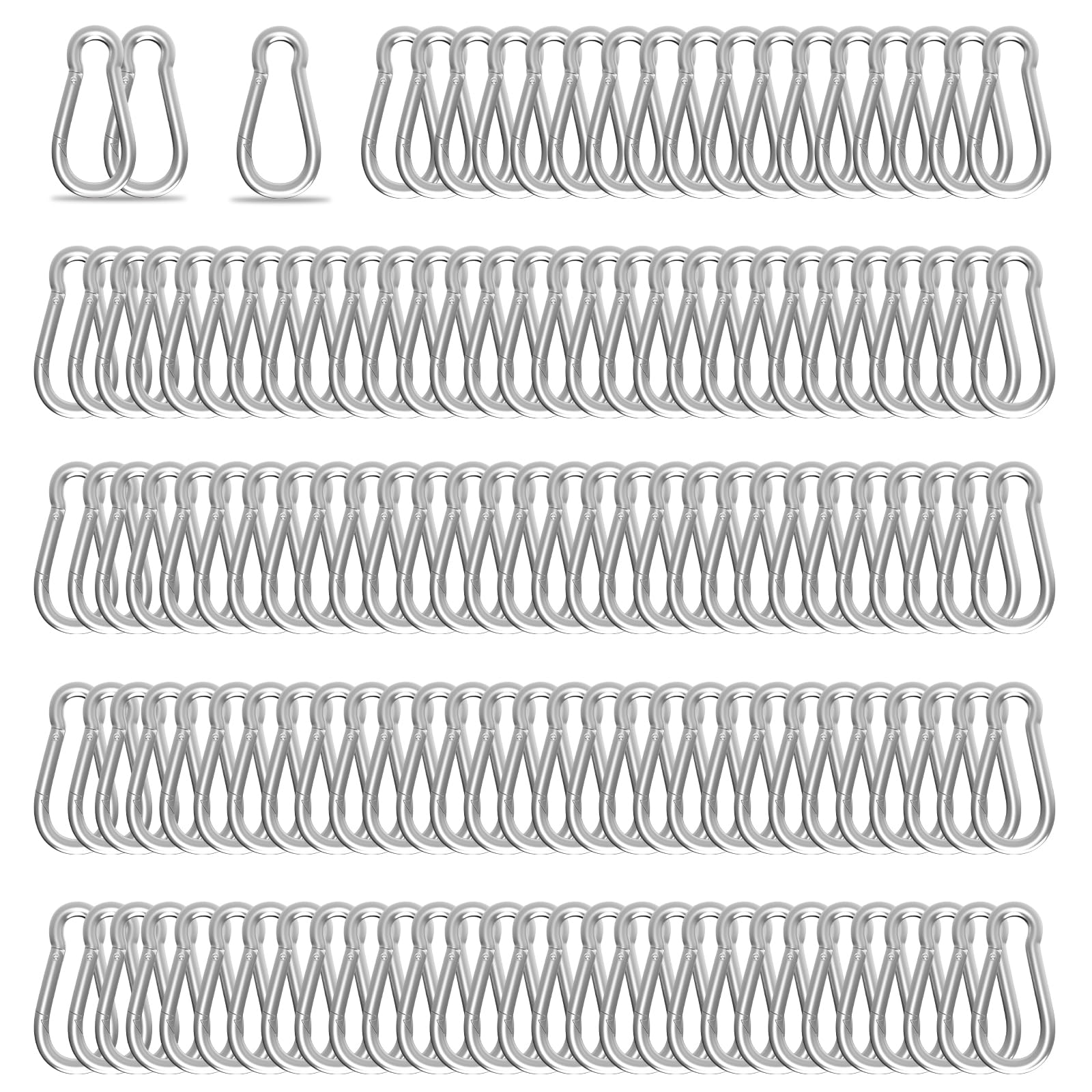 High-PQ Silver Spring Snap Hook Carabiner,Heavy-Duty M4 Galvanised Steel Clips with 50KG Capacity – Ideal for Hammocks, Swings & Outdoor Travel (4cm,200Pack)
