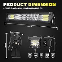 Vista 2 de TURBO SII Barra de luz LED de 22 pulgadas, triple fila, 306 W, 30600 lúmenes, haz combinado de inundación, 2 unidades, 4 pulgadas, 60 W, luces LED