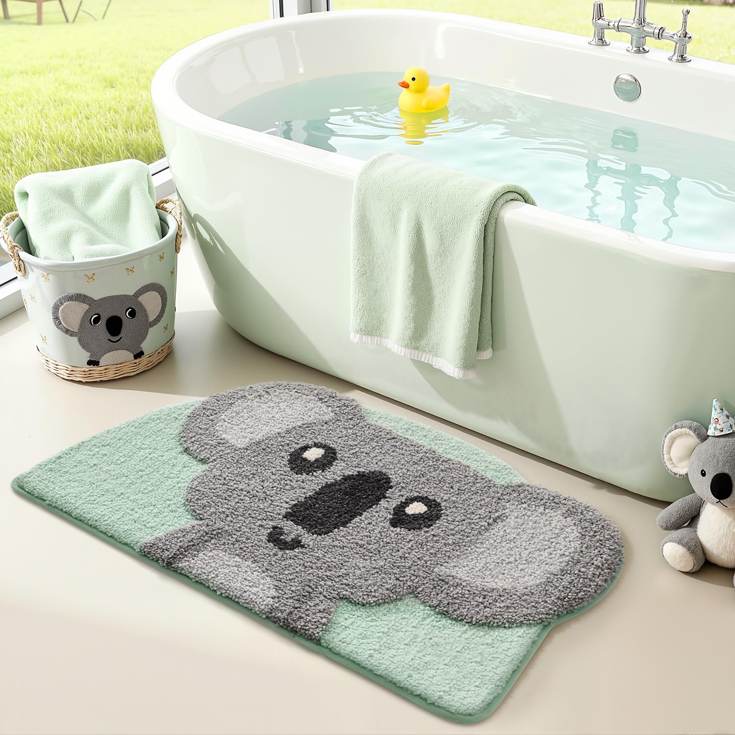 LUMI Cute Animal Bathroom Rugs, Non-Slip Backing Washable Bath Mats, Plush Absorbent Bath Rugs for Bathroom, Ideal Floor Mats for Shower Sink Bathtub