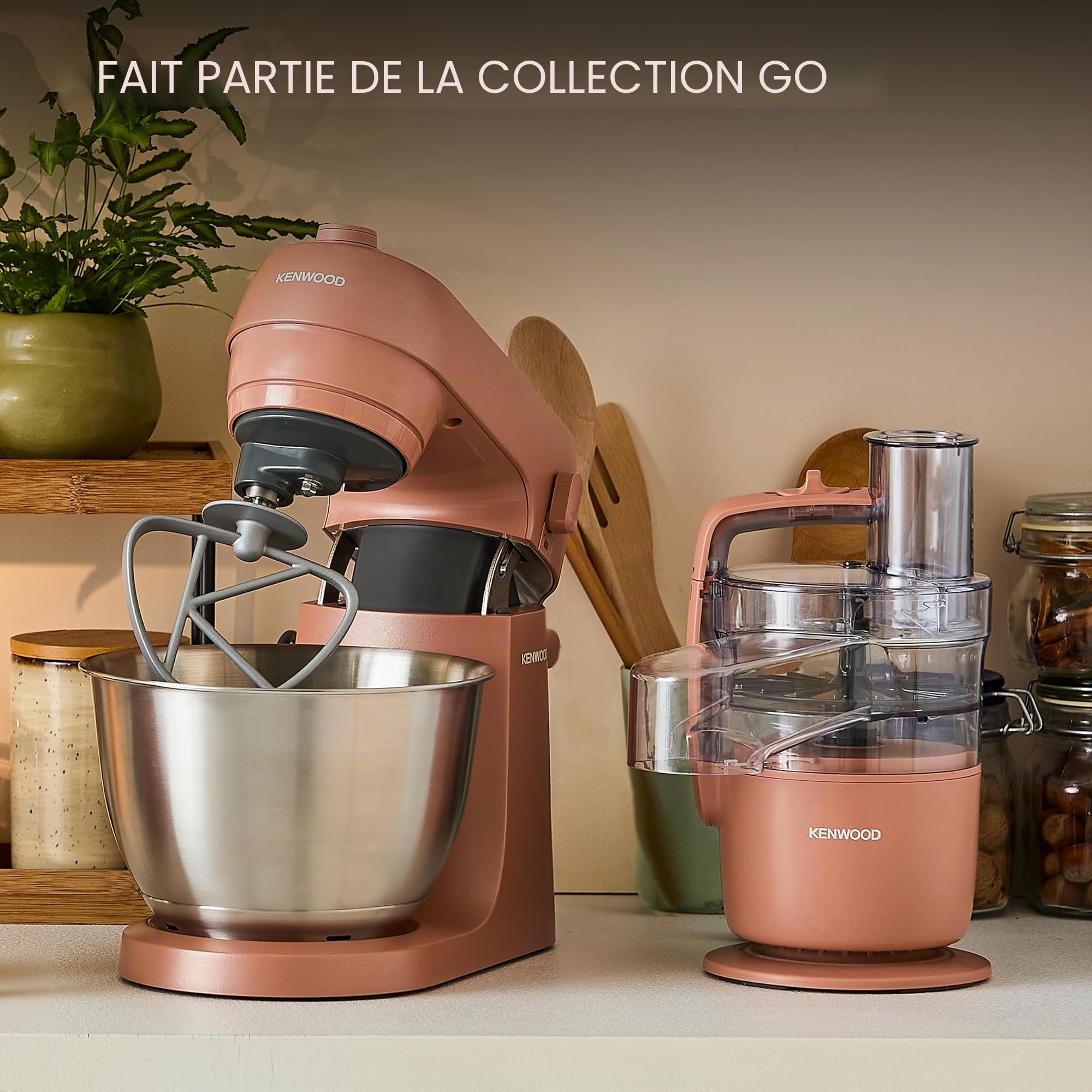 Kenwood QuickMix Go HMP40.000RD Batteur à main portable avec étui de transport intégré, libération SureEject, batteur et pétrisseurs en acier inoxydable inclus, cuillère à mesurer, 350 W, rouge argile