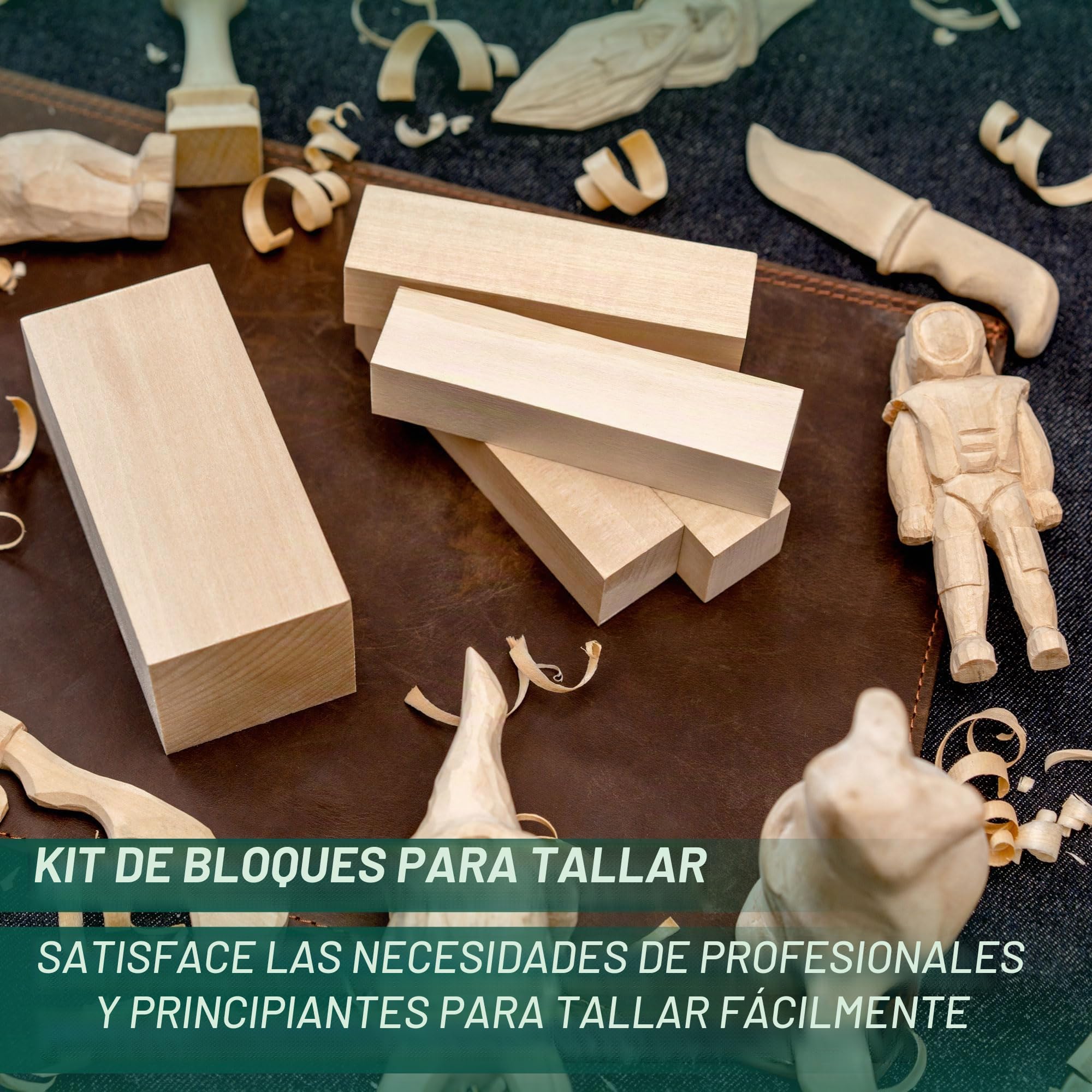 BeaverCraft Juego de Tallado en Madera para Niños y Principiantes S16 – Cuchillos para Tallar, Cuchillo Sloyd, Cuchillo de Detalle, Bloques de Tilo – Kit de Herramientas para Tallar Madera
