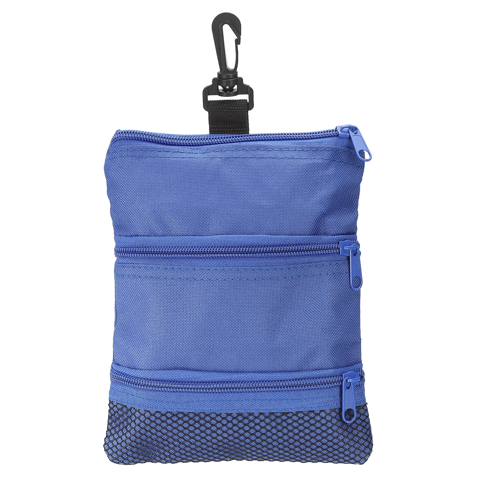 PATIKIL Golf Pouch Bag 7.8x7 Inch, 3 Zippered Golf Ball Bag with Clip Valuables Tee Pouch Multi Pocket for Men Women Holder, Blue